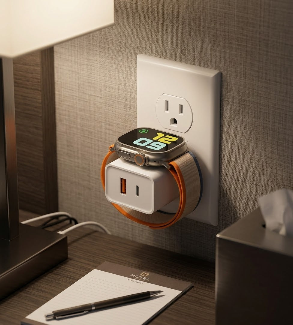 Airline Travel 3-1 Iphone Watch Charge, USB plug, and C type plug