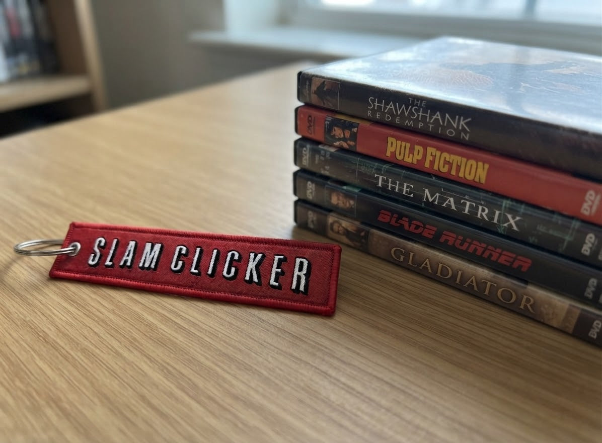 "SLAM CLICKER" bag tag