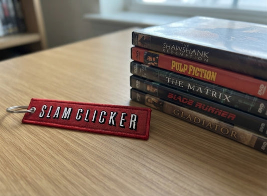 "SLAM CLICKER" bag tag