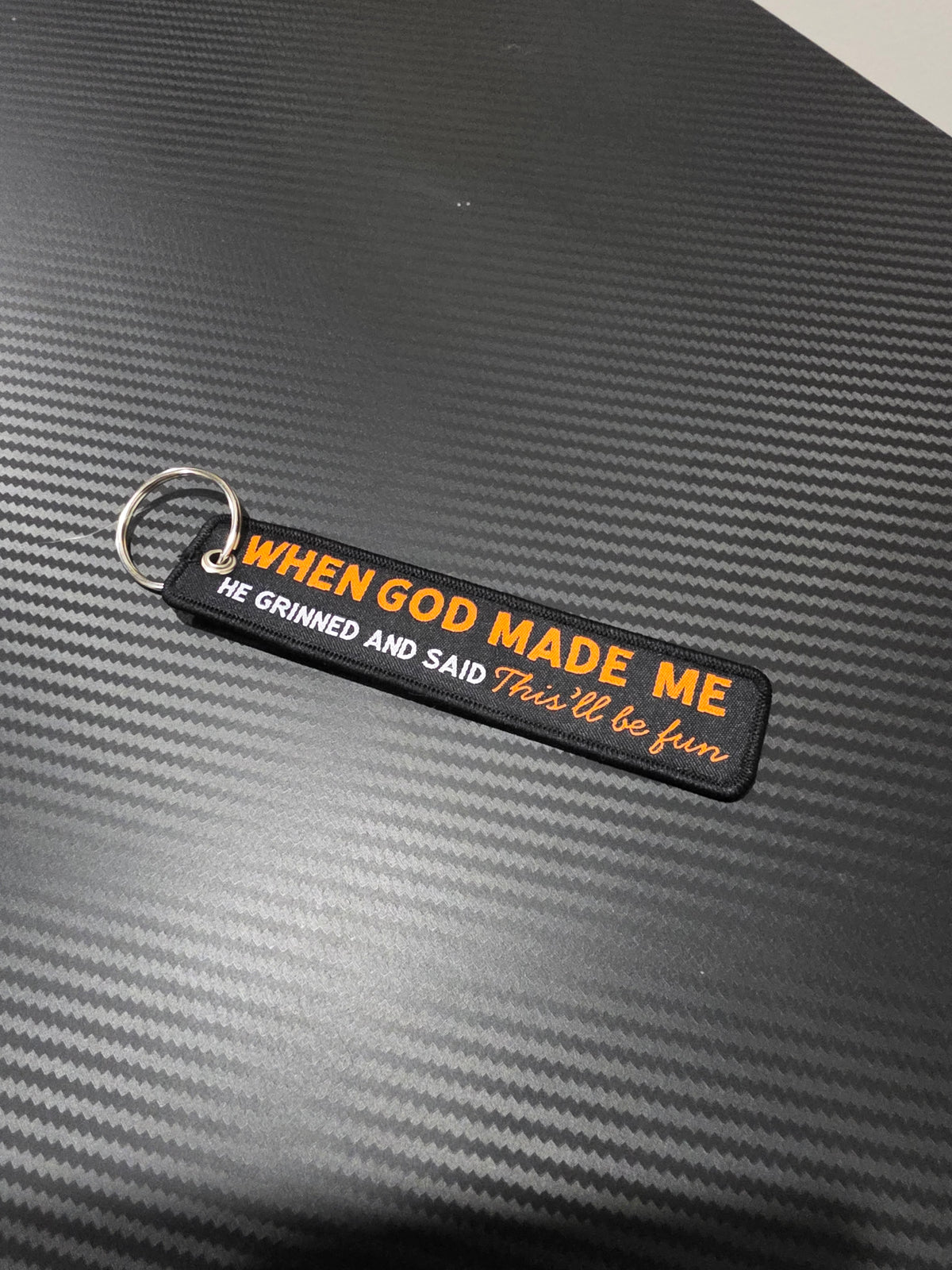 ✈️ “When God Made Me, He Grinned and Said… This Will Be Fun” Bag Tag
