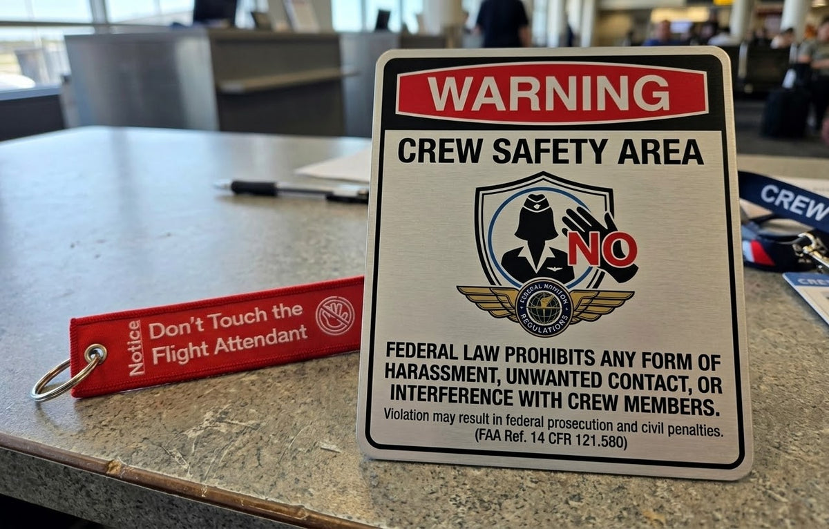 "DON'T TOUCH THE FLIGHT ATTENDANT" bag tag