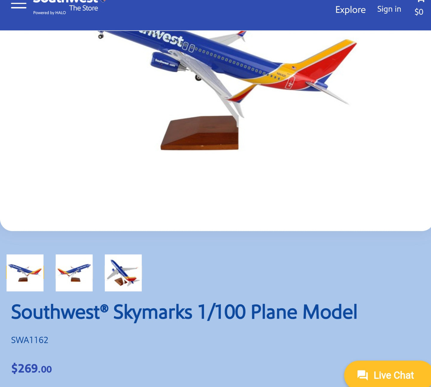 "RARE" Boeing 737-700 “Shamu” Edition – SkyMarks Supreme Model Airplane w/ Stand 1:100