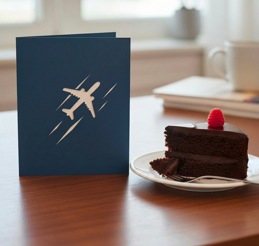 Blue 3D Airplane Greeting Card