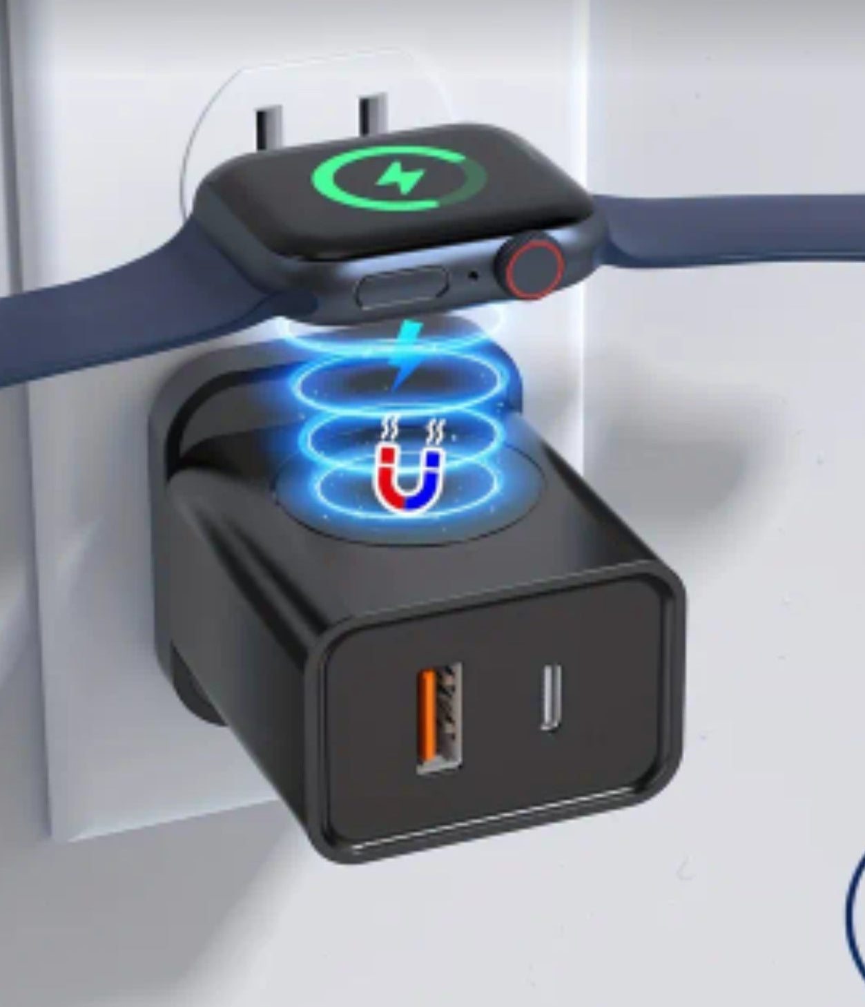 Airline Travel 3-1 Iphone Watch Charge, USB plug, and C type plug