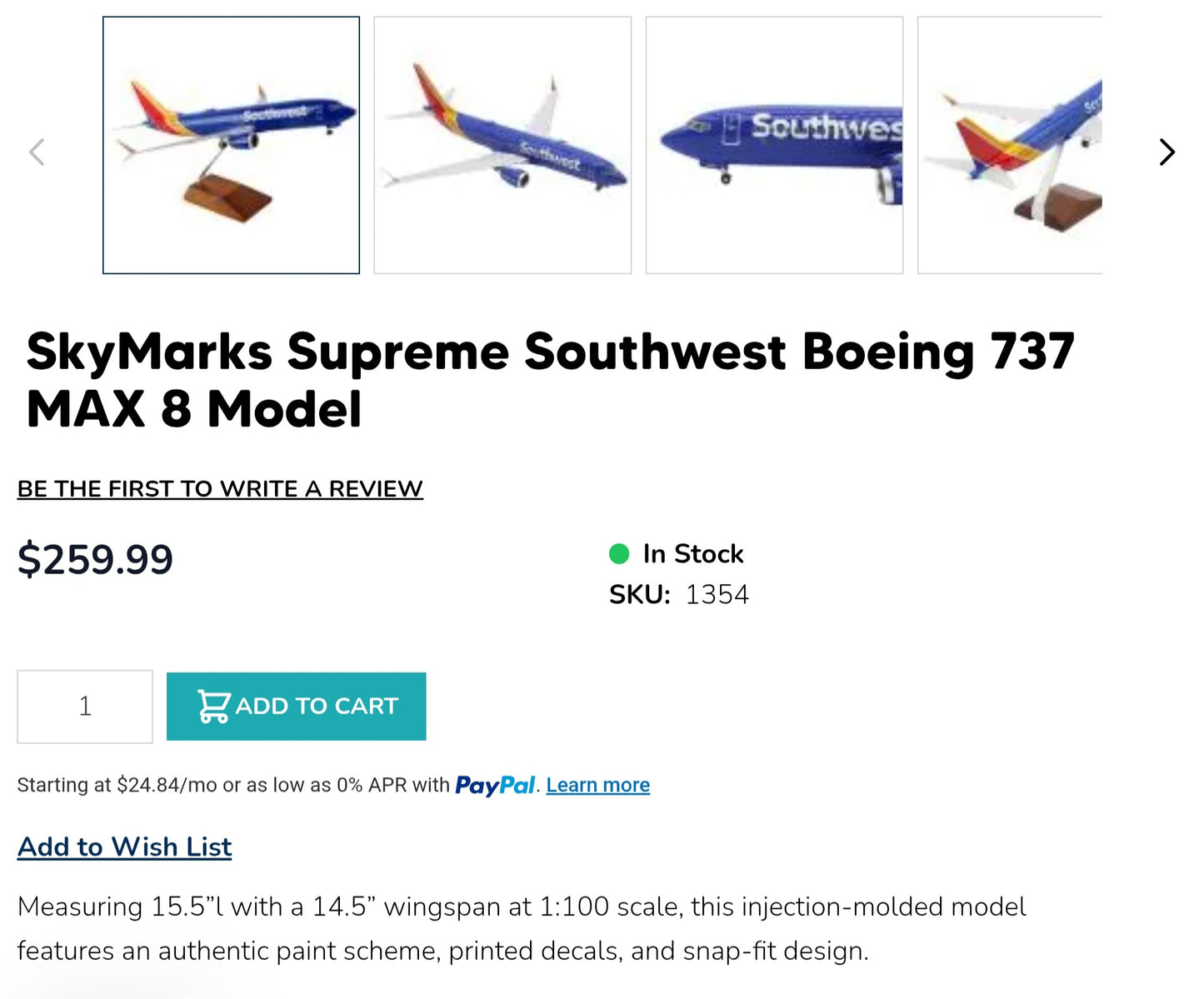 "RARE" Boeing 737-700 “Shamu” Edition – SkyMarks Supreme Model Airplane w/ Stand 1:100