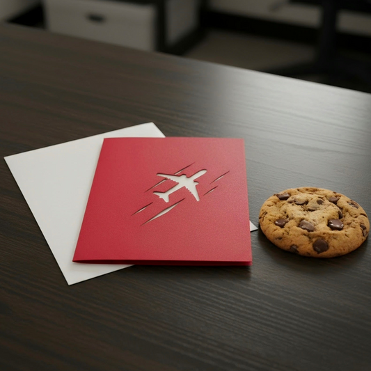 Red 3D Airplane Greeting Card