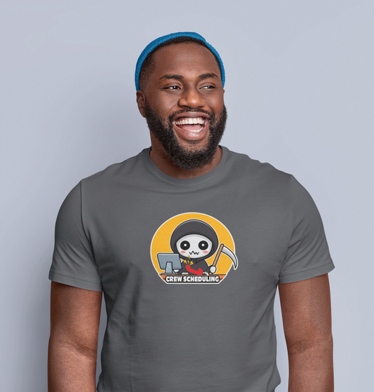 Grim Reaper Crew Scheduling Mens Cotton Shirt